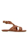 Stuart Weitzman Heel Sandals With Braided Straps And Open Toe In Brown