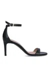 Stuart Weitzman Heel Buckle Open Toe Sandals In Black