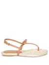 Stuart Weitzman Felicity Bow Braided Flat Open Espadrille In Orange