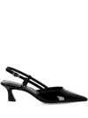 Stuart Weitzman Vinnie Patent Kitten Slingback Pumps In Black