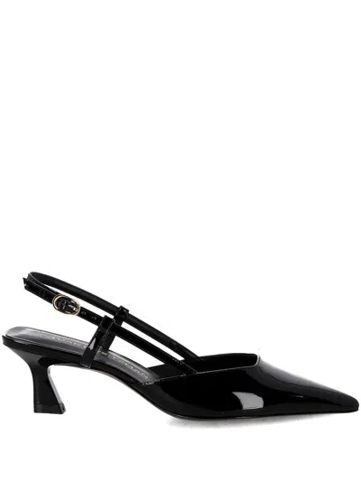 Stuart Weitzman Vinnie Patent Kitten Slingback Pumps In Black