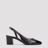Stuart Weitzman 'sleek' Black Slingback Pumps With Block Heel