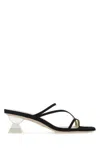 Stuart Weitzman Suede Lucite Heel Strappy Sandals In Black