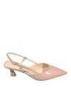 Stuart Weitzman Vinnie T Mid Heel Patent Slingback Pumps In Neutral