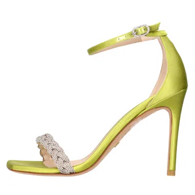 Stuart Weitzman Woman Sandals Acid Green Size 10.5 Textile Fibers In Verde Blu E Verdi