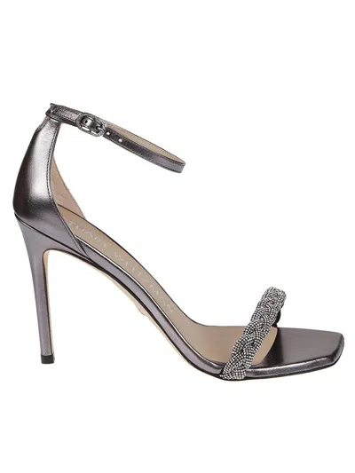 Stuart Weitzman Stu Nudistcurve Open Toe Sandals In Silver