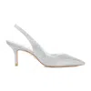 Stuart Weitzman Eva 75 Slingback Pumps In Silver