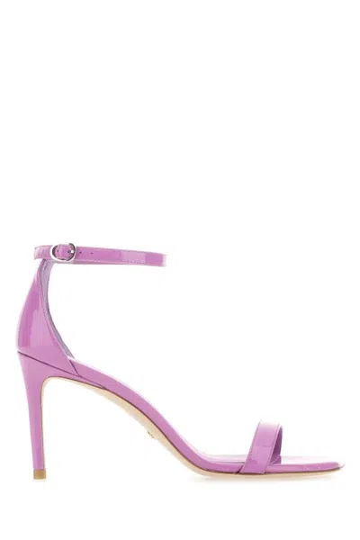 Stuart Weitzman Barelynude Wrap 100mm Sandals In Purple