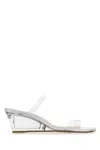 Stuart Weitzman Transparent Pvc Lucite Aleena Mules In Silver
