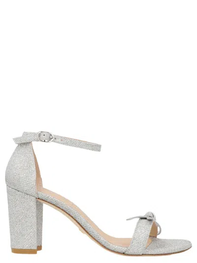 Stuart Weitzman Nearlynude 80mm Crystal-embellished Sandals In Silver