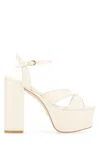 Stuart Weitzman White Miami Squarehigh Heels In White