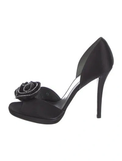 Pre-owned Stuart Weitzman Satin Bow Accents D'orsay Pumps In Multi