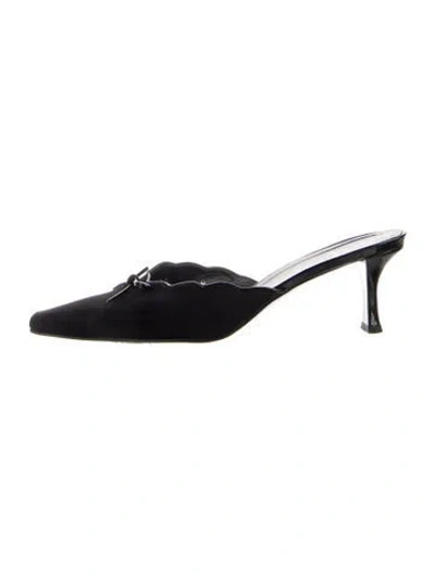 Pre-owned Stuart Weitzman Satin Bow Accents Mules In Blue