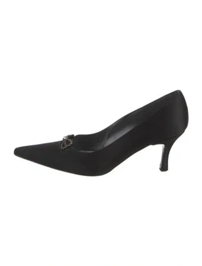 Pre-owned Stuart Weitzman Satin Bow Accents Pumps In Black