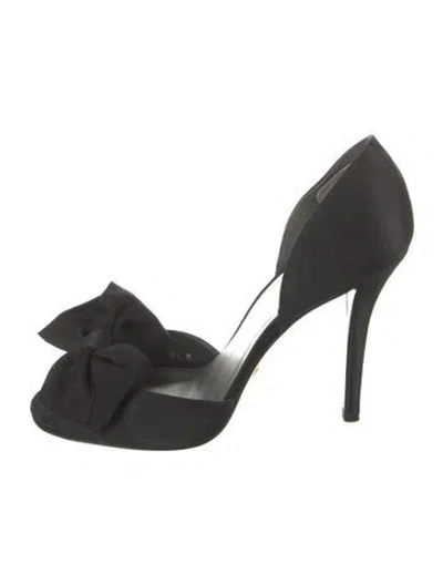 Pre-owned Stuart Weitzman Satin Bow Accents Pumps In Black