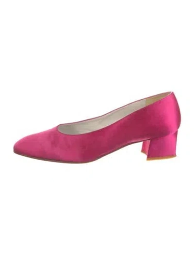 Pre-owned Stuart Weitzman Satin Bow Accents Pumps In Red