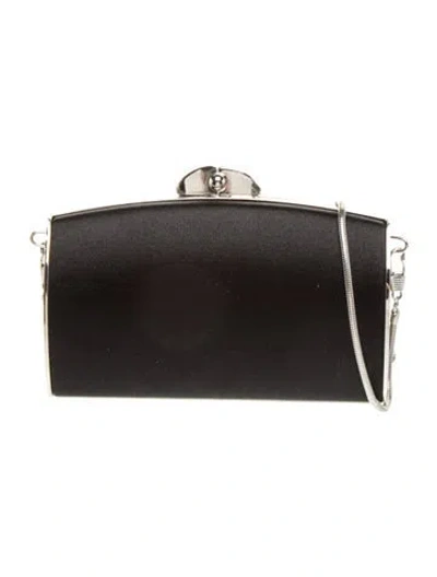 Pre-owned Stuart Weitzman Satin Clutch In Black