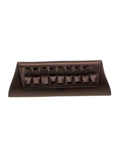 Pre-owned Stuart Weitzman Satin Clutch In Brown