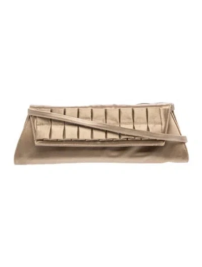 Pre-owned Stuart Weitzman Satin Clutch In Neutral
