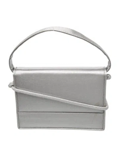 Pre-owned Stuart Weitzman Satin Clutch In Silver