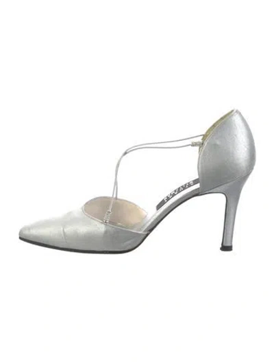 Pre-owned Stuart Weitzman Satin Crystal Embellishments D'orsay Pumps