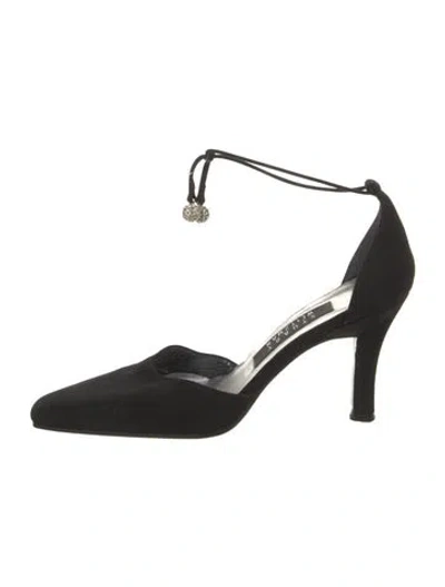 Pre-owned Stuart Weitzman Satin Crystal Embellishments D'orsay Pumps In Black