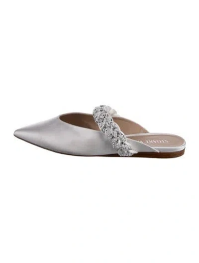 Pre-owned Stuart Weitzman Satin Crystal Embellishments Mules In Neutrals