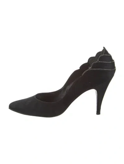Pre-owned Stuart Weitzman Satin Crystal Embellishments Pumps In Black