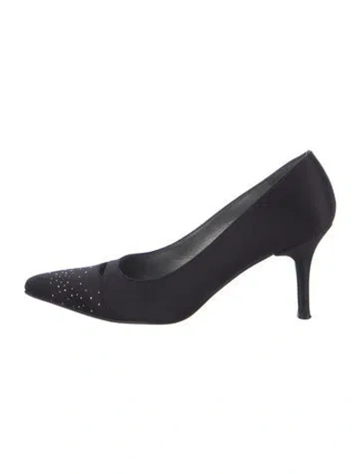 Pre-owned Stuart Weitzman Satin Crystal Embellishments Pumps In Black