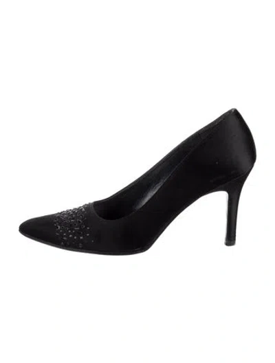 Pre-owned Stuart Weitzman Satin Crystal Embellishments Pumps In Black