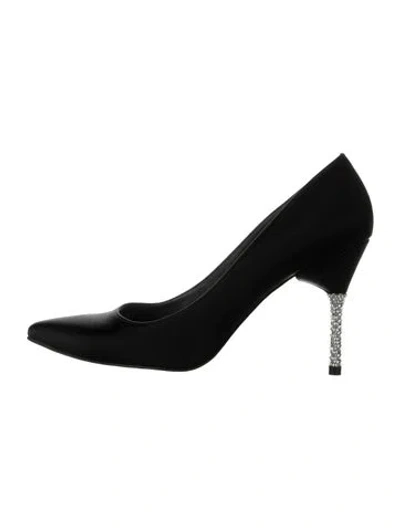 Pre-owned Stuart Weitzman Satin Crystal Embellishments Pumps In Black