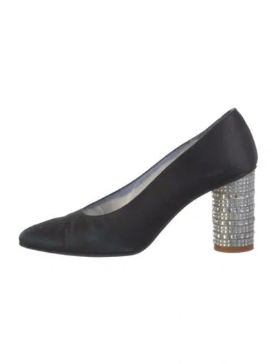 Pre-owned Stuart Weitzman Satin Crystal Embellishments Pumps In Blue