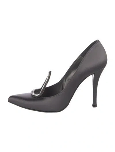 Pre-owned Stuart Weitzman Satin Crystal Embellishments Pumps In Gray