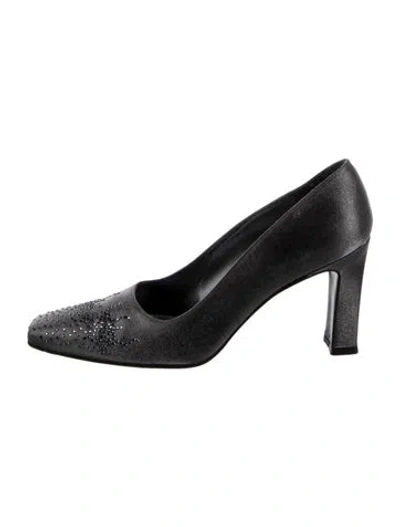 Pre-owned Stuart Weitzman Satin Crystal Embellishments Pumps In Gray