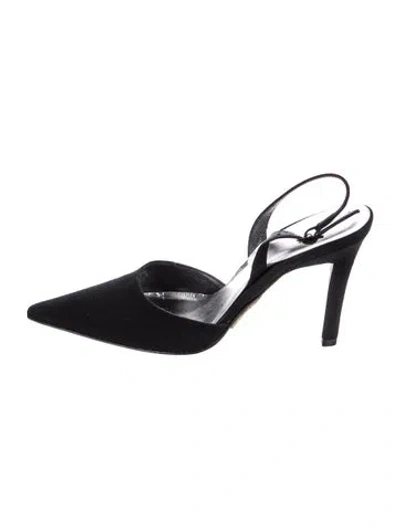 Pre-owned Stuart Weitzman Satin Crystal Embellishments Slingback Pumps In Black