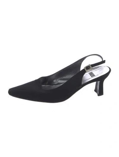 Pre-owned Stuart Weitzman Satin Crystal Embellishments Slingback Pumps In Black