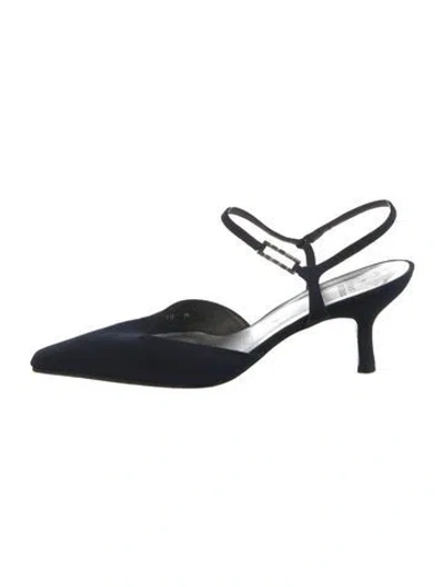 Pre-owned Stuart Weitzman Satin Crystal Embellishments Slingback Pumps In Blue