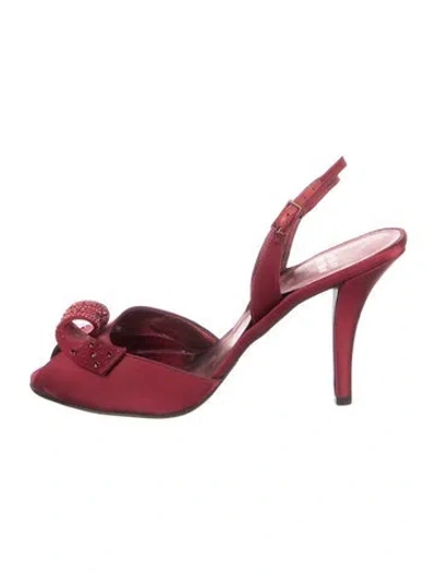 Pre-owned Stuart Weitzman Satin Crystal Embellishments Slingback Pumps In Burgundy