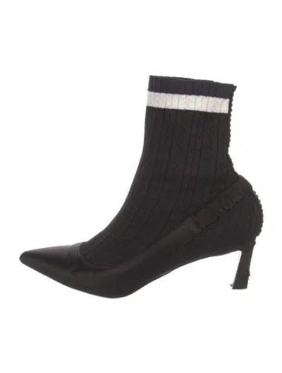 Pre-owned Stuart Weitzman Satin Crystal Embellishments Sock Boots In Black