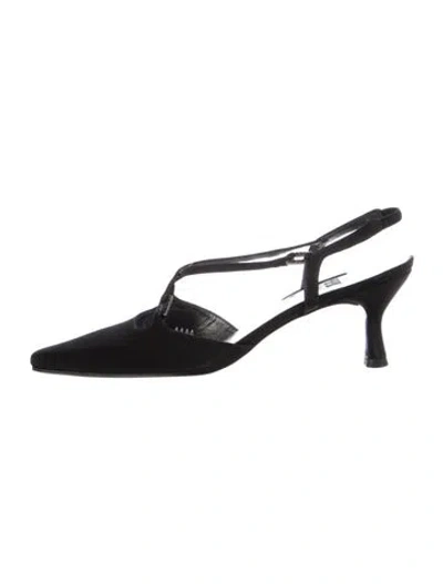Pre-owned Stuart Weitzman Satin Crystal Embellishments T-strap Pumps In Black