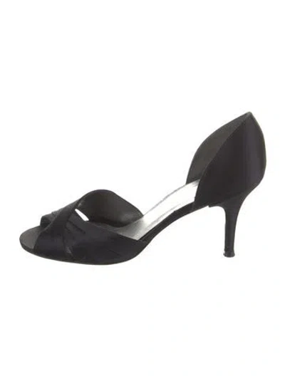 Pre-owned Stuart Weitzman Satin D'orsay Pumps In Black