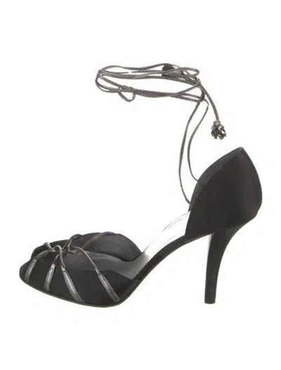 Pre-owned Stuart Weitzman Satin D'orsay Pumps In Black