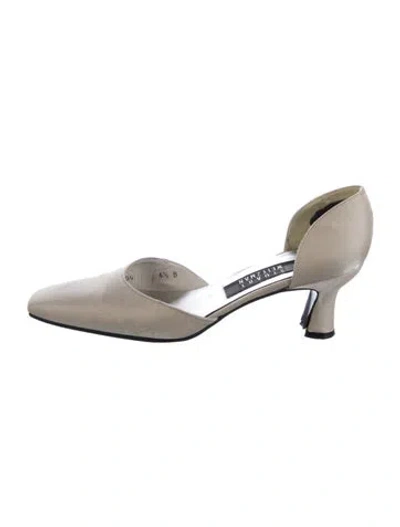 Pre-owned Stuart Weitzman Satin D'orsay Pumps In Neutral