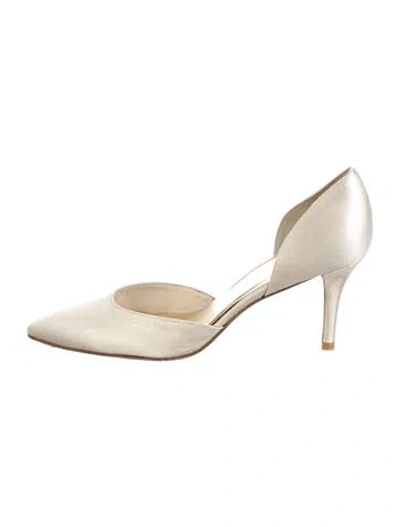 Pre-owned Stuart Weitzman Satin D'orsay Pumps In Neutral