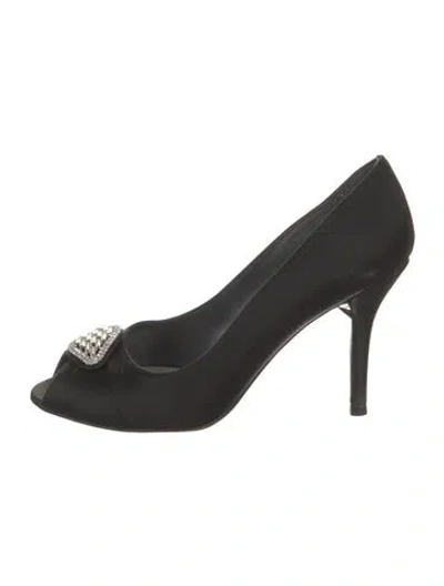 Pre-owned Stuart Weitzman Satin Glitter Accents Pumps In Black