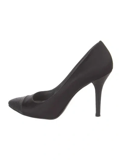 Pre-owned Stuart Weitzman Satin Glitter Accents Pumps In Black