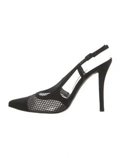 Pre-owned Stuart Weitzman Satin Mesh Accents Slingback Pumps In Black