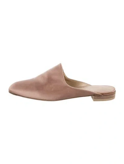 Pre-owned Stuart Weitzman Satin Mules In Neutral