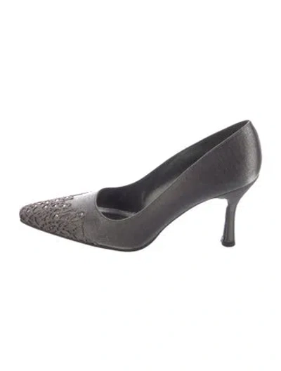 Pre-owned Stuart Weitzman Satin Printed Pumps In Gray