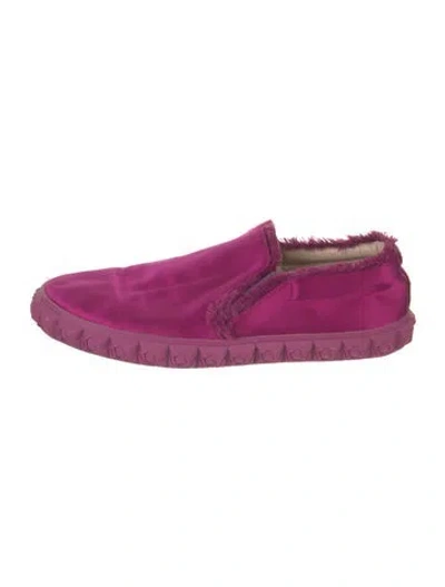 Pre-owned Stuart Weitzman Satin Raw-edge Trim Sneakers In Purple